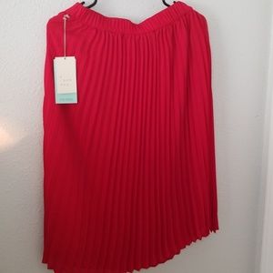 Red pleated skirt
